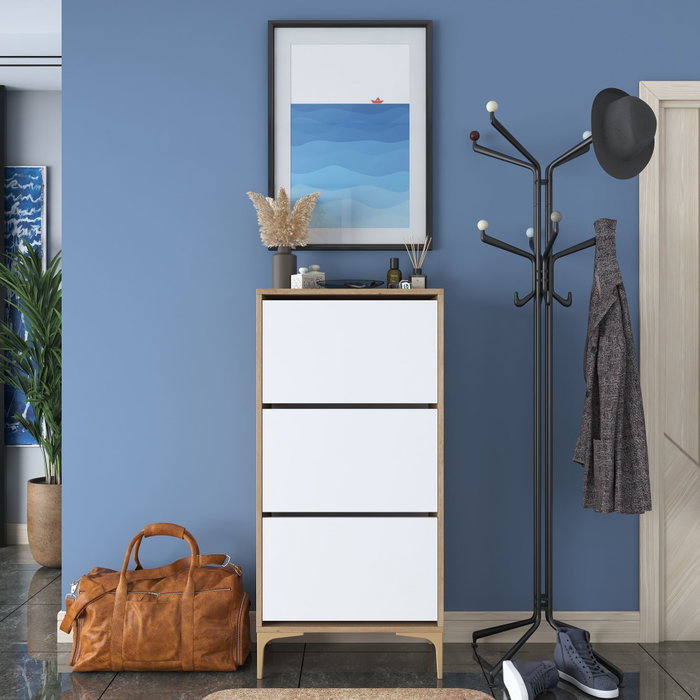 Hanah Home EB116 - 4717 Armario para Zapatos Nogal y Blanco